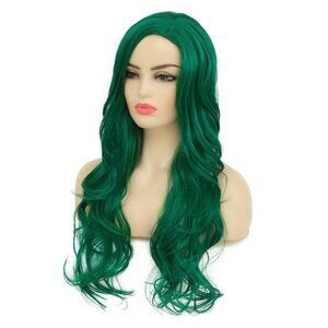 Green Long Side Part Hair Wigs